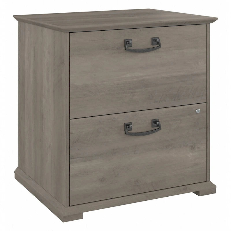 Classificatore laterale da fattoria a 2 cassetti, rovere bianco lino/grigio driftwood – 1 utente