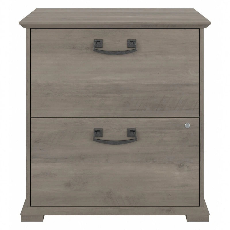 Classificatore laterale da fattoria a 2 cassetti, rovere bianco lino/grigio driftwood – 1 utente