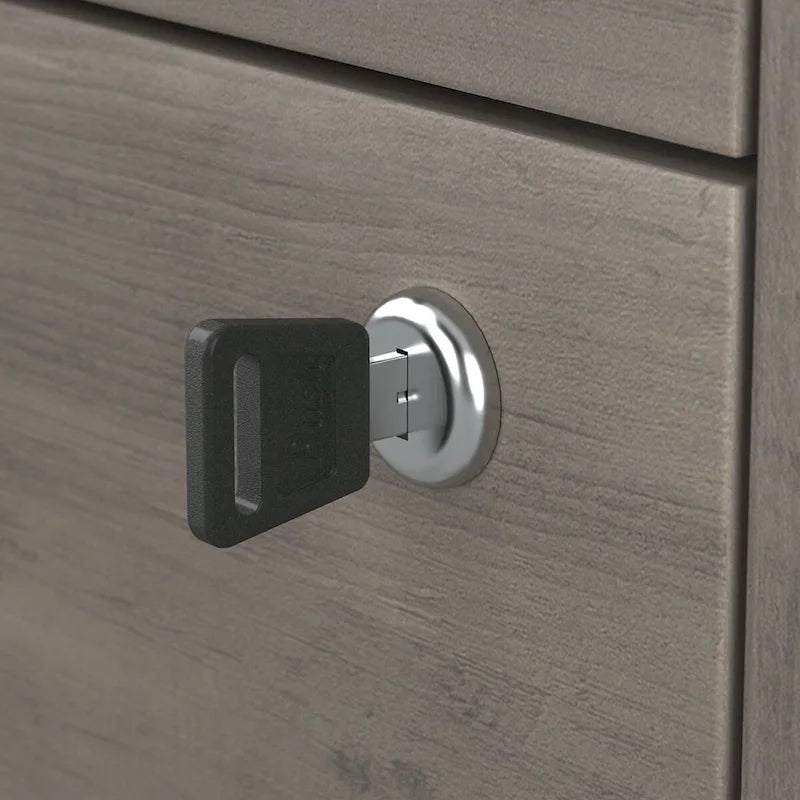 Classificatore laterale da fattoria a 2 cassetti, rovere bianco lino/grigio driftwood – 1 utente
