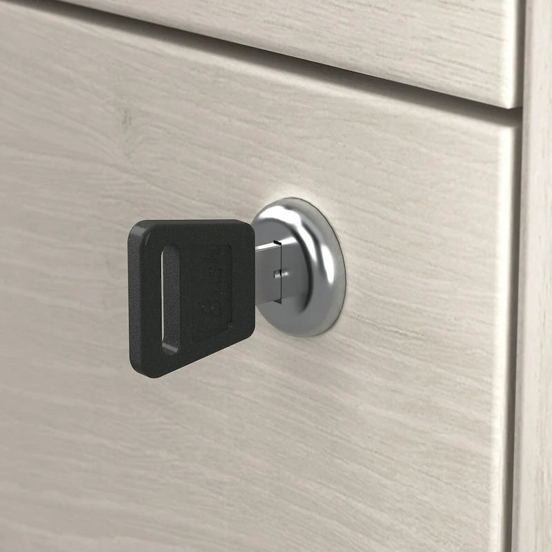 Classificatore laterale da fattoria a 2 cassetti, rovere bianco lino/grigio driftwood – 1 utente